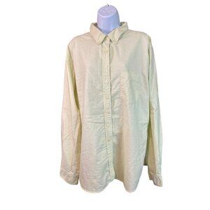 Vintage St Johns Bay XXL Tall Cotton Shirt Yellow Long Sleeve Classic Y2K Preppy